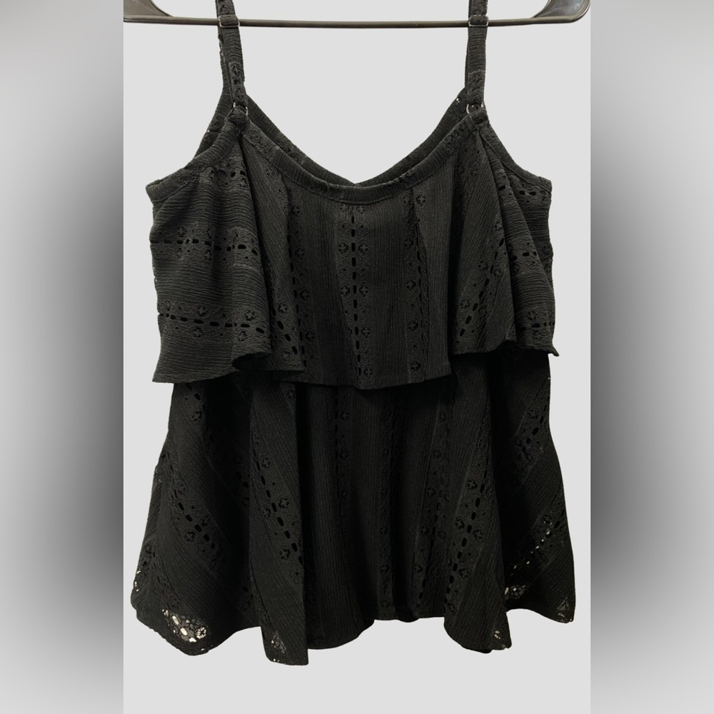 INC Black Ruffle Top Tank - Picture 2 of 2